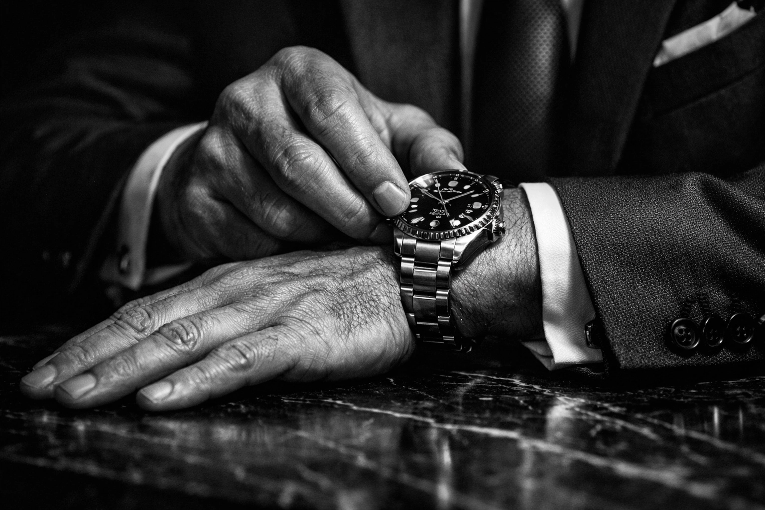 Executive hands at a desk, illustrating professional brand storytelling and high-end creative quality.