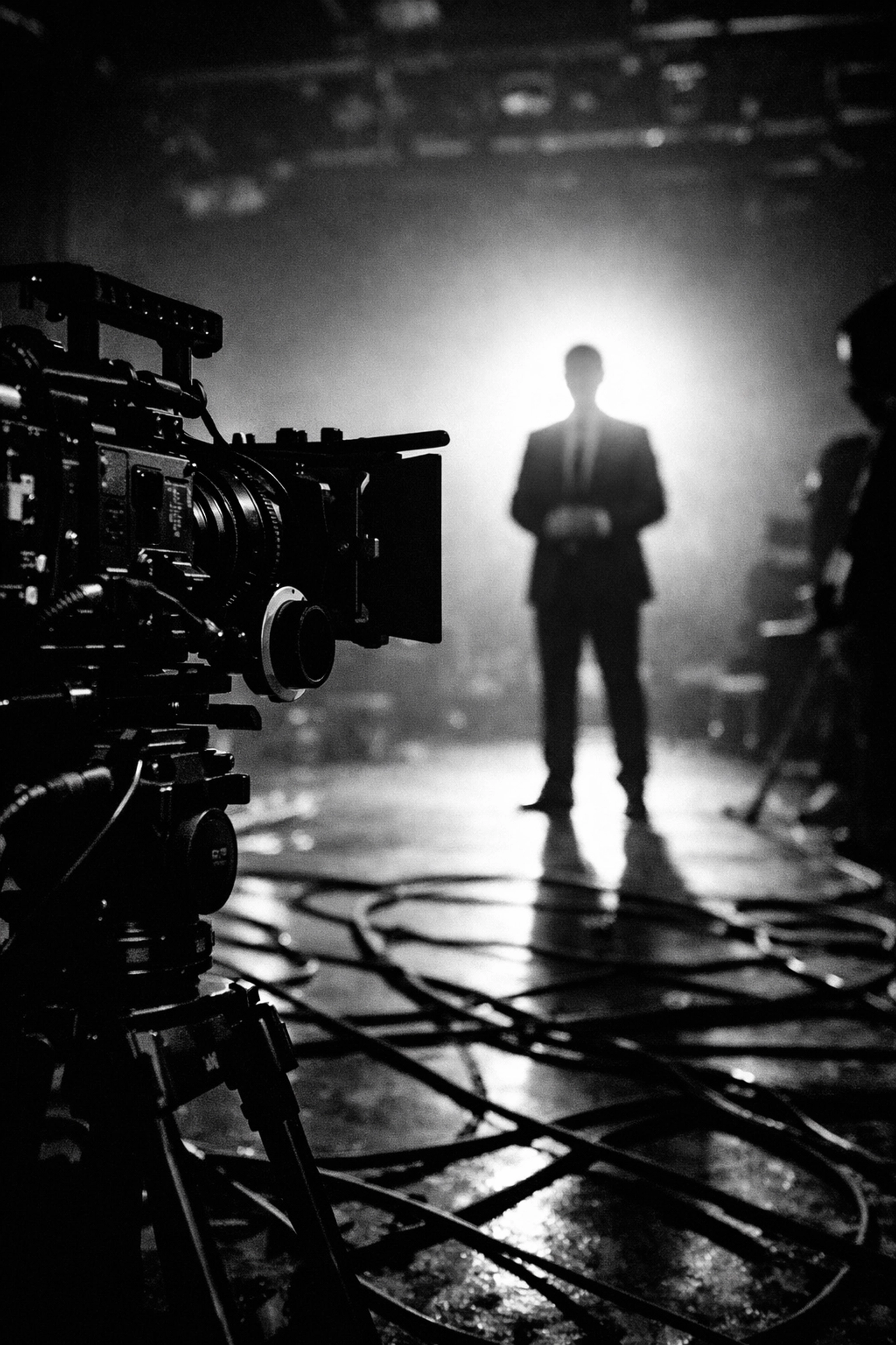 Professional video production set with a camera and lighting to create high-impact political digital content.