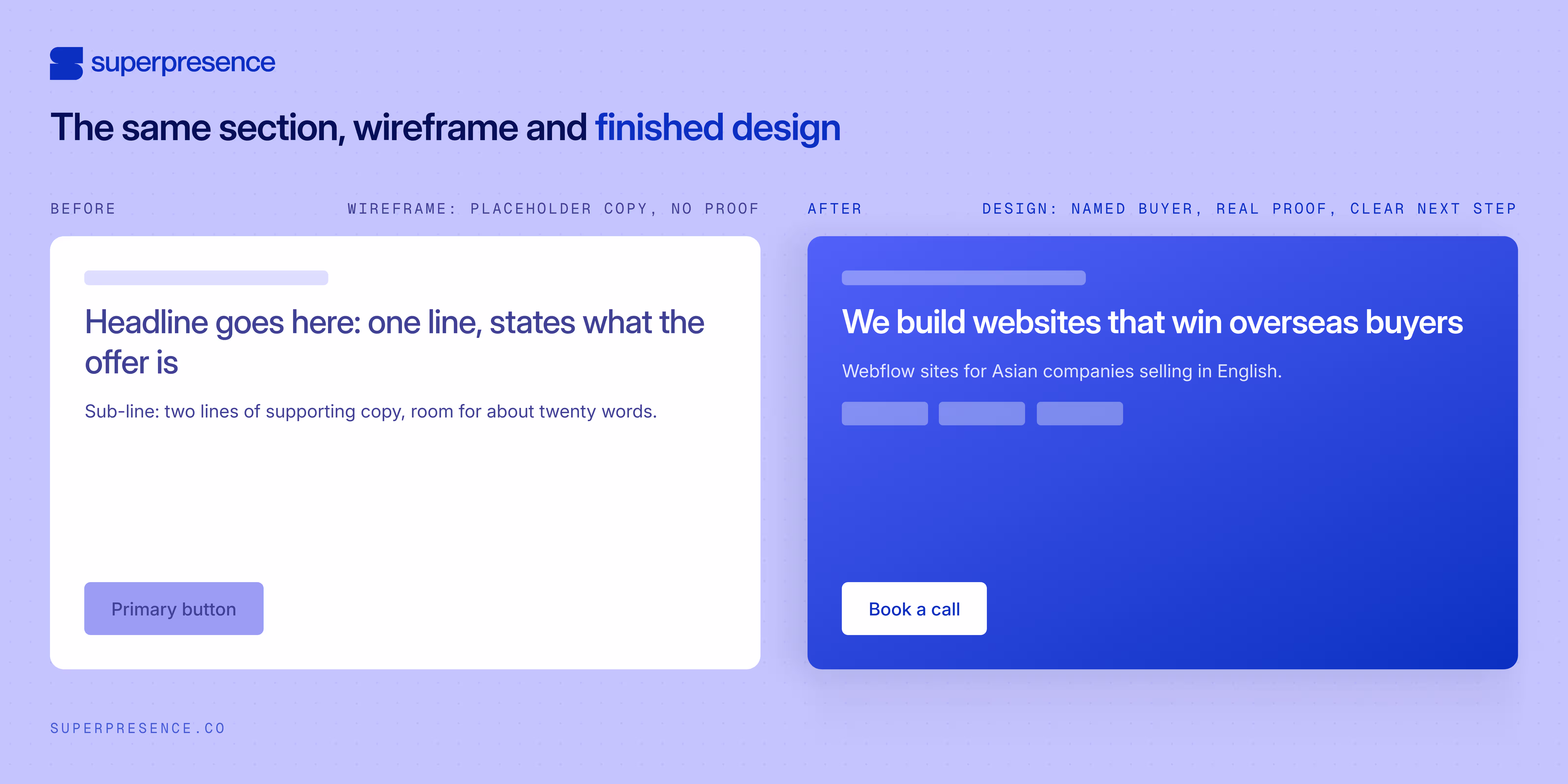 before and after wireframe design example