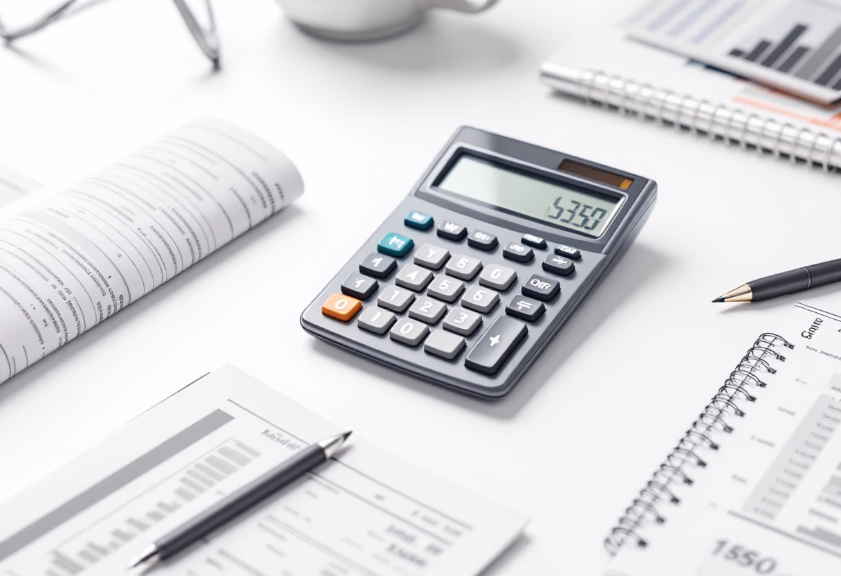 background image of calculator on desk (for a financial advisor)