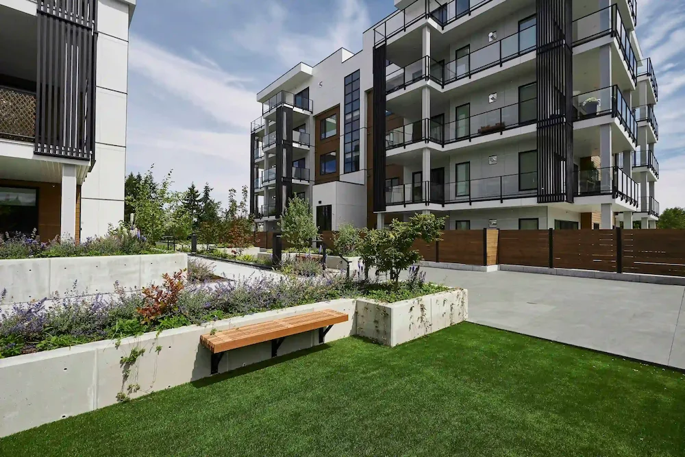 courtyard outside area of east village apartments