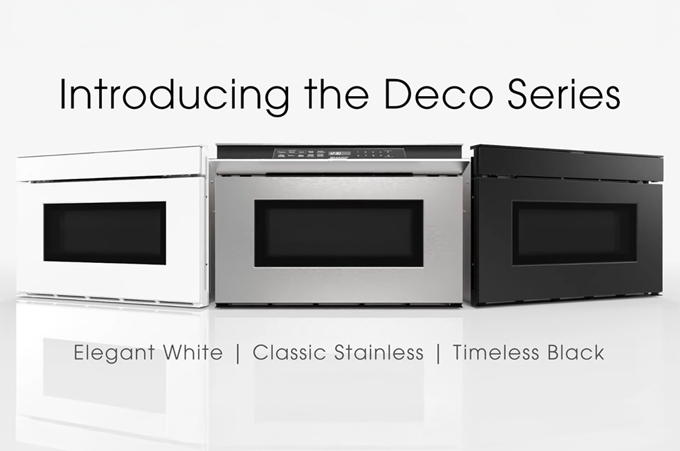 Three Deco Series ovens in white, stainless steel, and black colors with the text 'Introducing the Deco Series' above them.