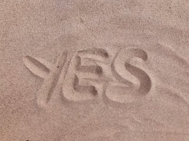 yes written in sand