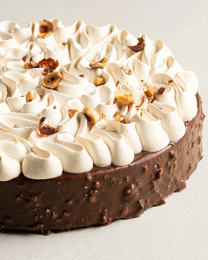 100% Hazelnuts cake detail close up