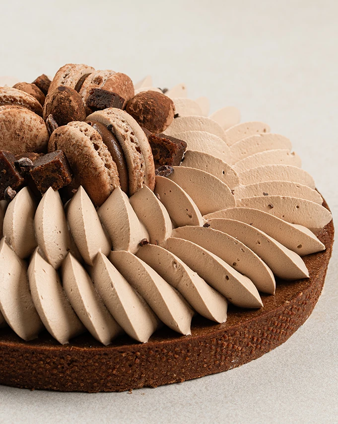 Chocolate Coffee Tart cake detail close up