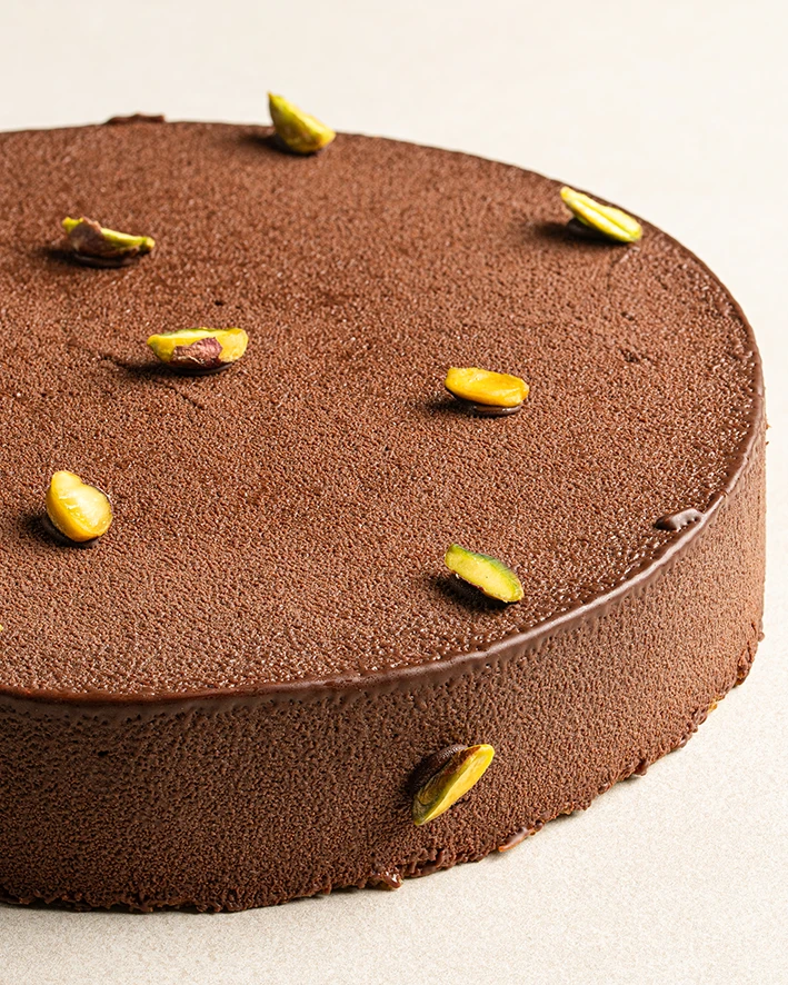 Dubai Chocolate Mousse Cake cake detail close up