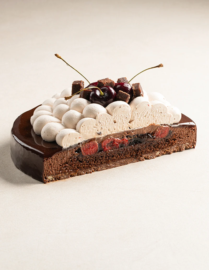 Black Forest cake slice showing layers