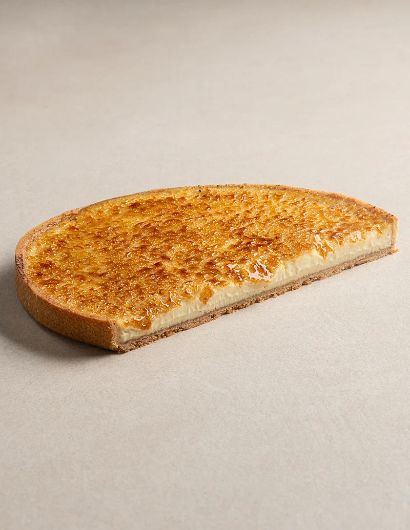 Crème Brûlée cake slice showing layers