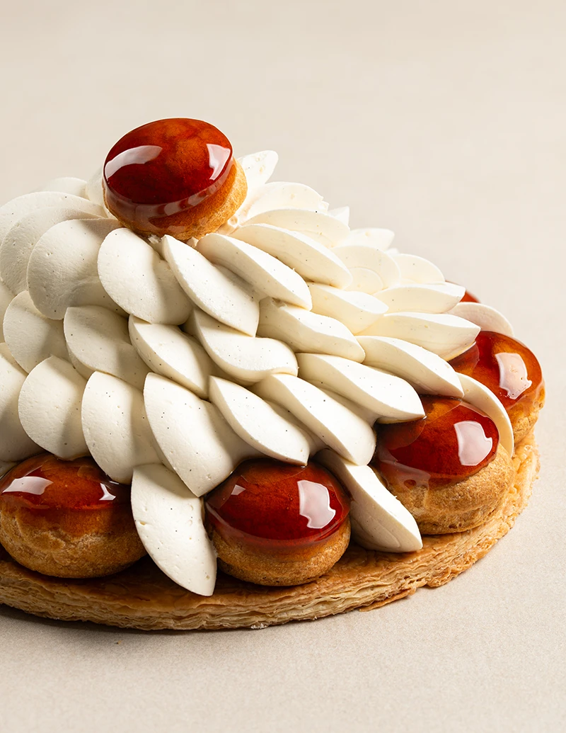 Pure Vanilla St. Honoré cake detail close up