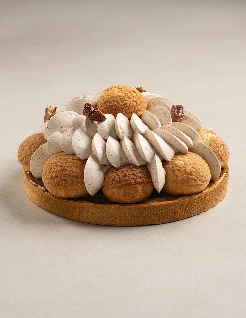 Pecan St. Honoré cake full view