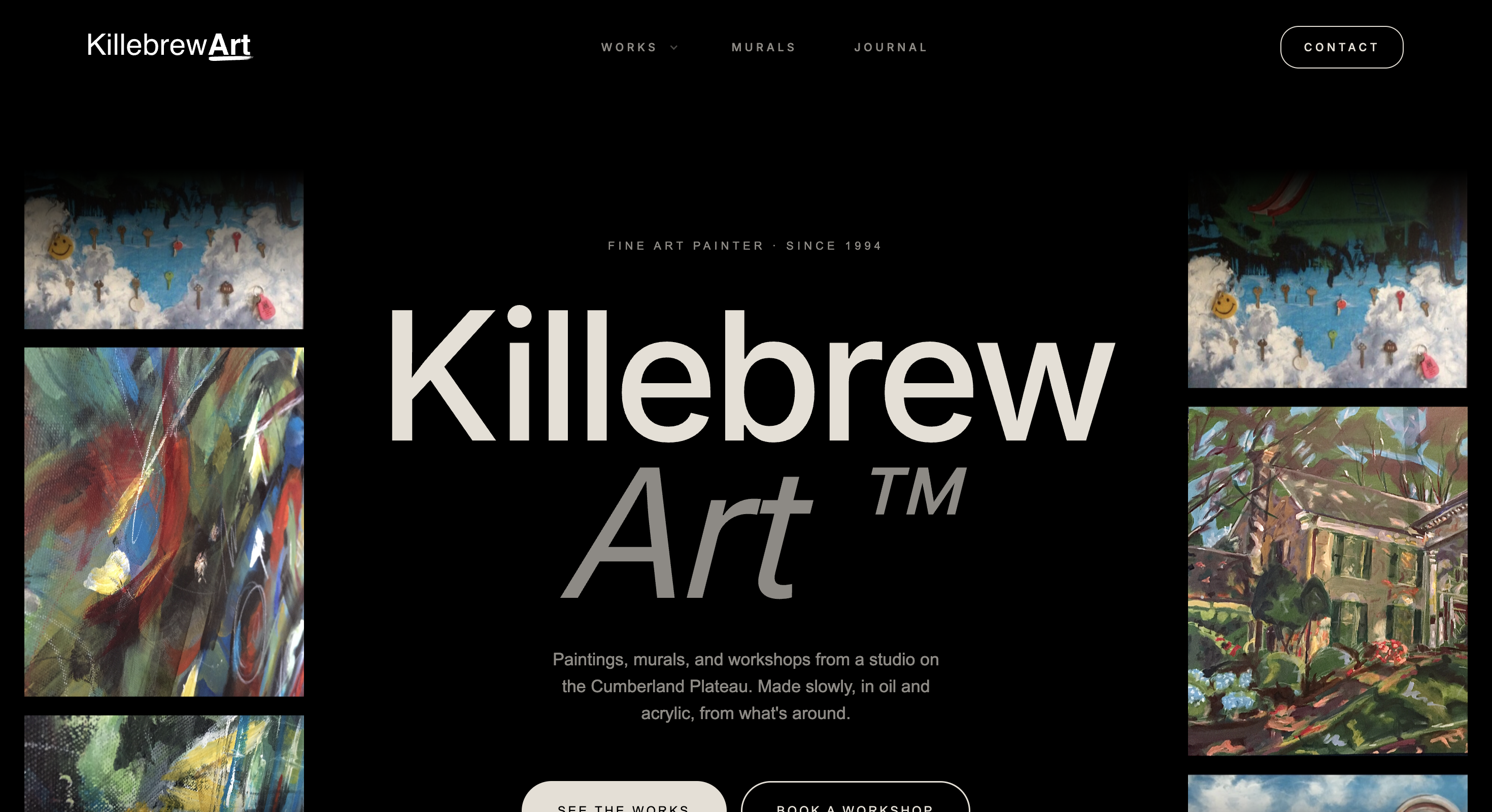 The Killebrew Art portfolio and shop, built around a restrained gallery layout