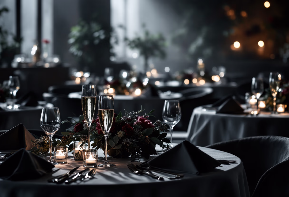 image of decorated event space for a fine dining restaurant