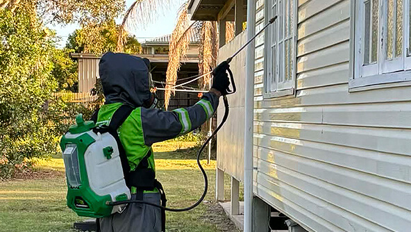 Bundaberg pest control treatment on house exterior
