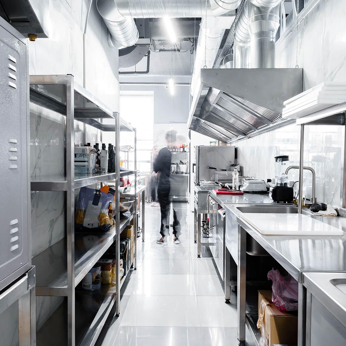 Clean commercial kitchen after a pest control plan has been completed.