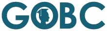 Logo with the letters G O B C in bold blue font and a white silhouette of a dog and cat inside the letter O.