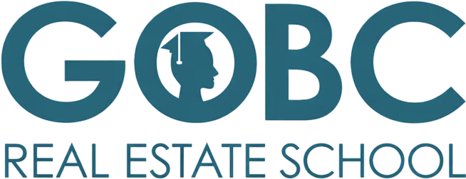 GOBC Real Estate School logo with a silhouette of a person's head inside the letter O.