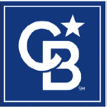 Coldwell Banker real estate logo with intertwined letters C and B and a star above the B on a blue background.