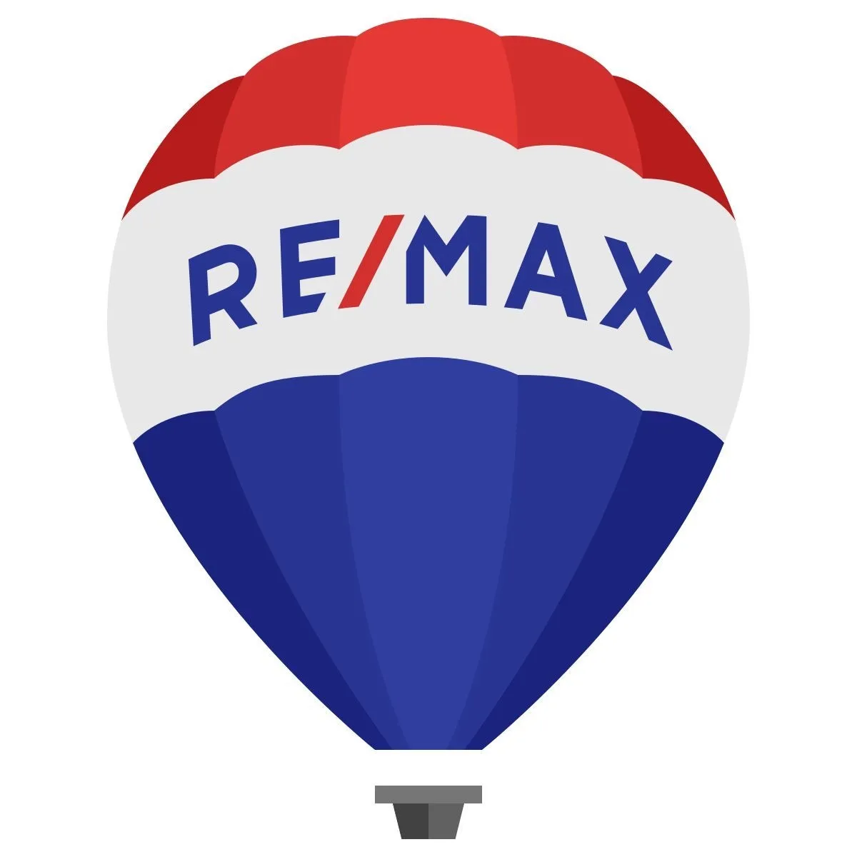 RE/MAX hot air balloon with red, white, and blue sections.