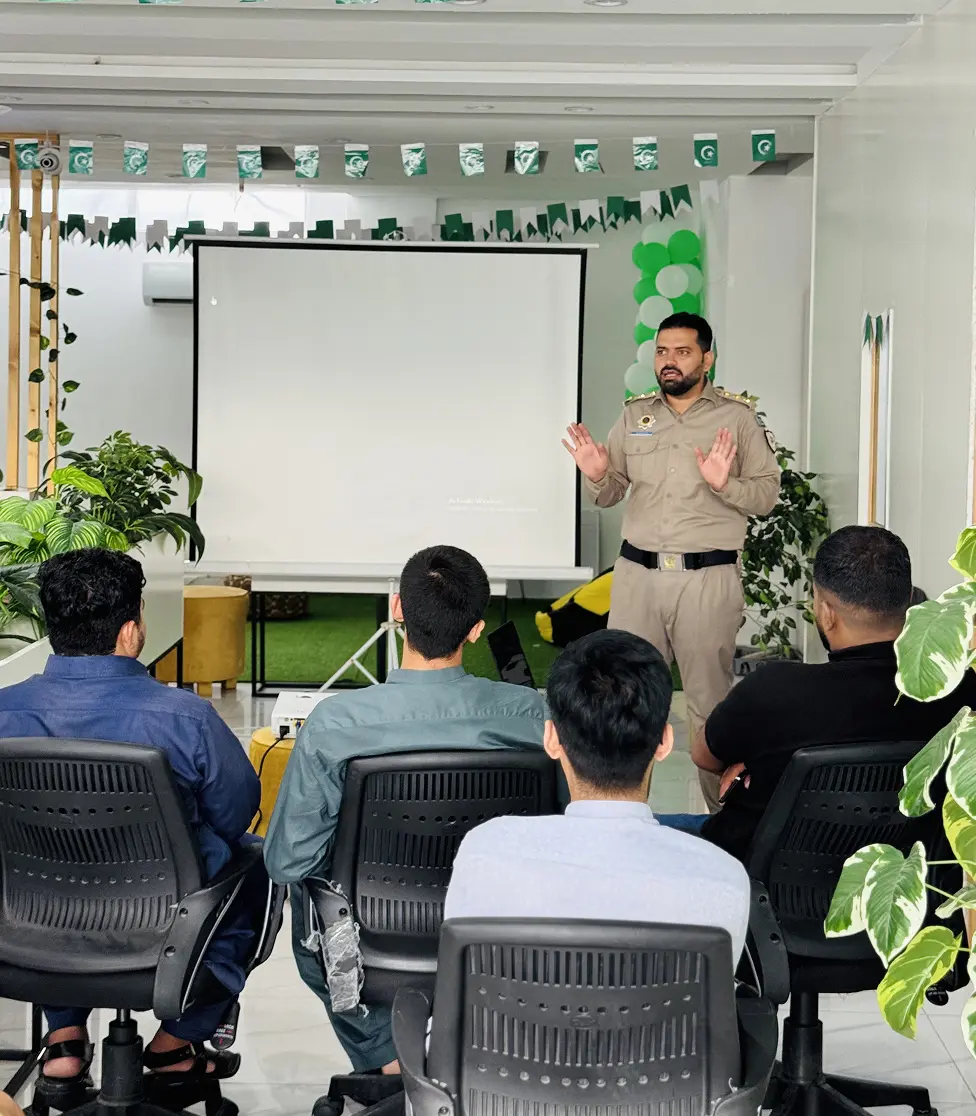 Developios team presentation in the office