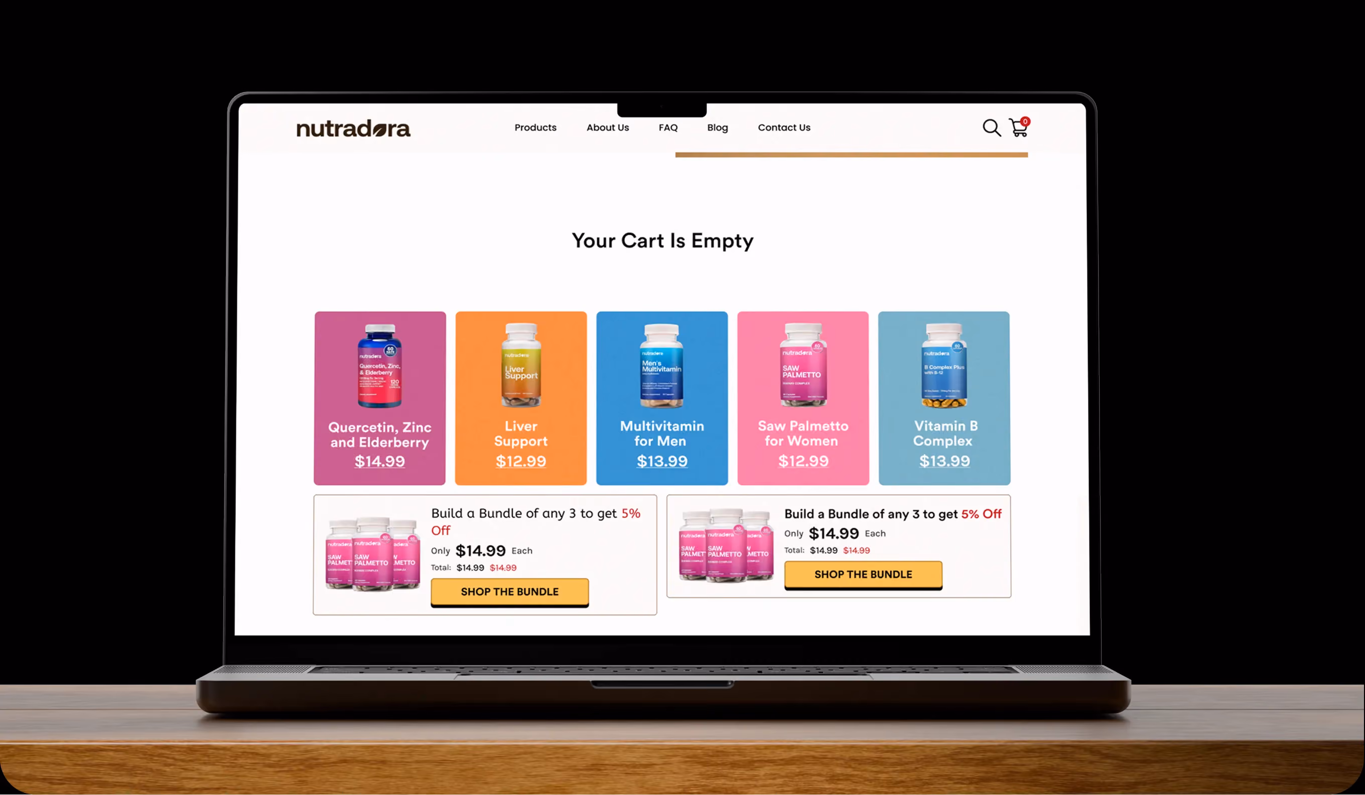 Shopping cart interface showing no items with message: You’re $59.95 away from FREE shipping, offering free shipping, free penetrate mask, and free glow deodorant.