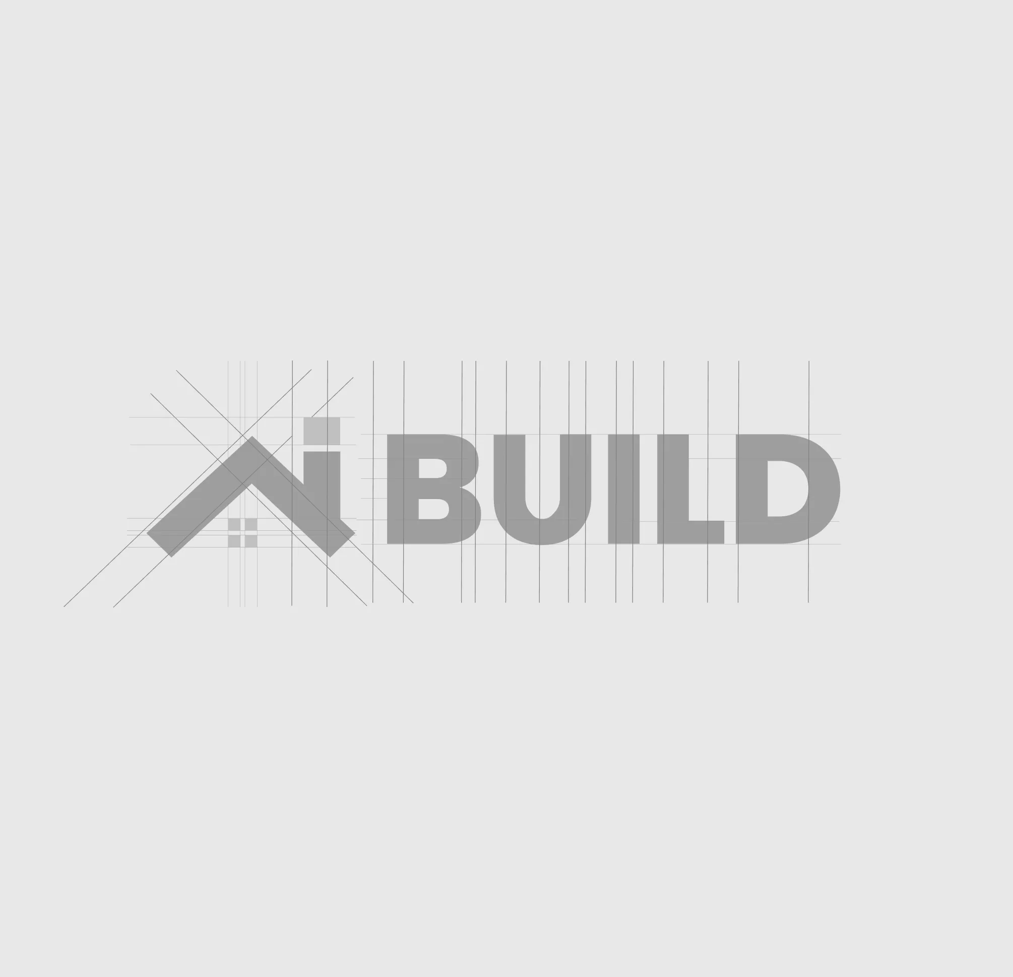 Gray geometric logo with shapes including a hexagon, vertical lines, an upward arrow, and a triangle on a light gray background.