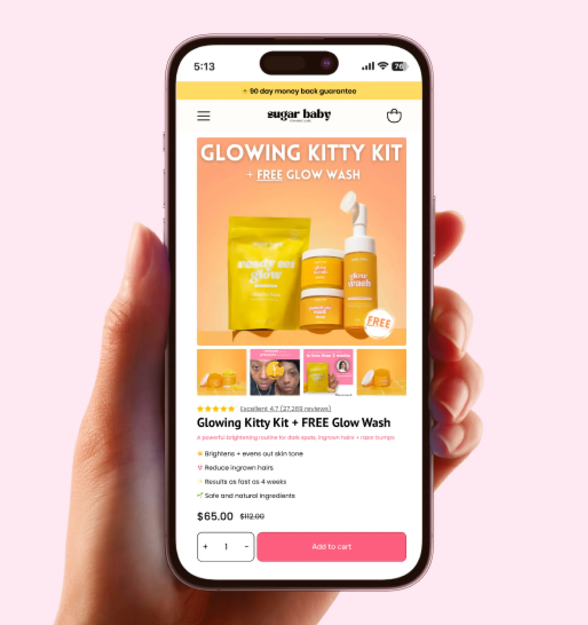 Sugar Baby Glowing Kitty Kit product page on mobile