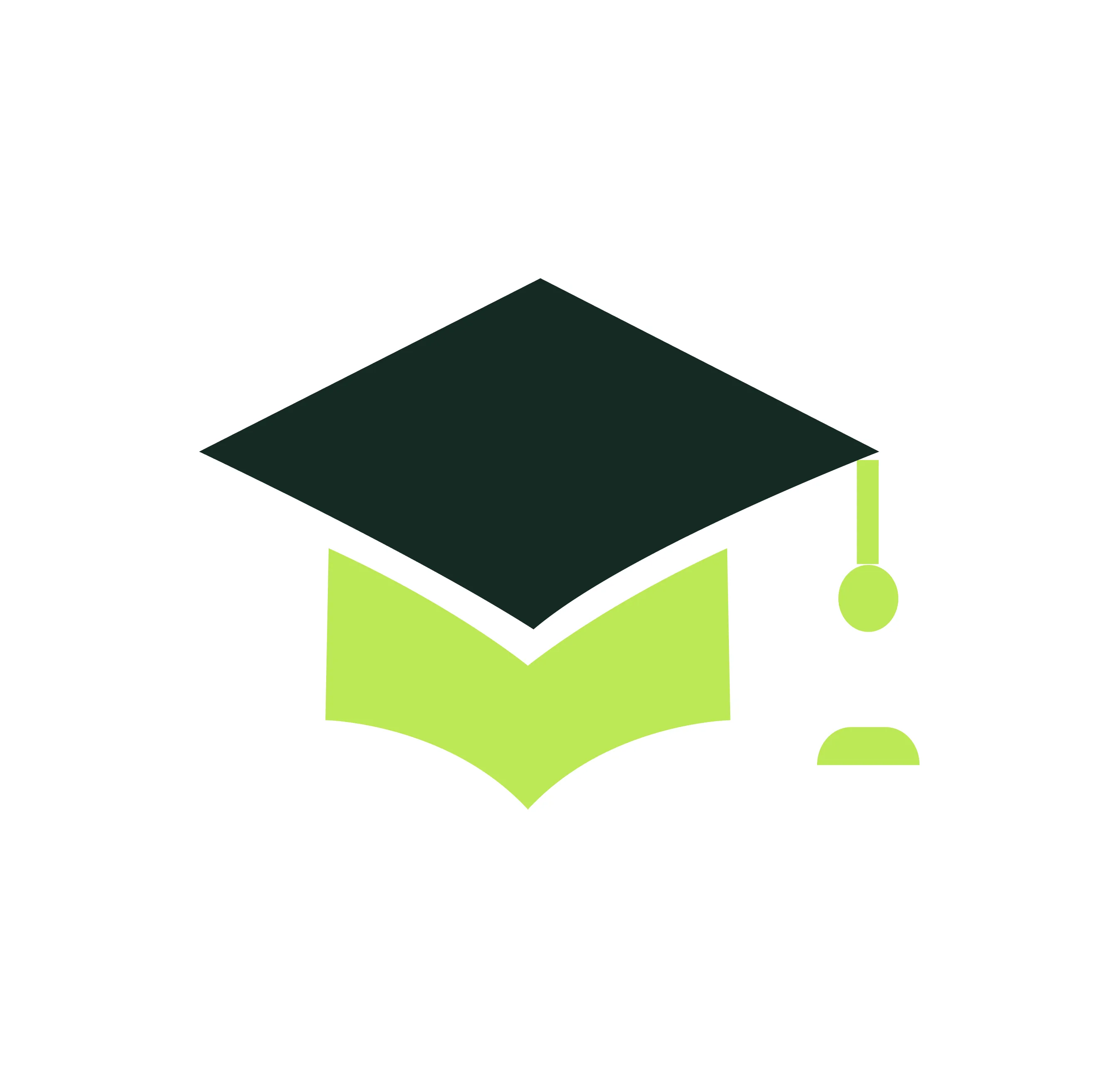 Black and green graduation cap icon symbolizing education and academic achievement.