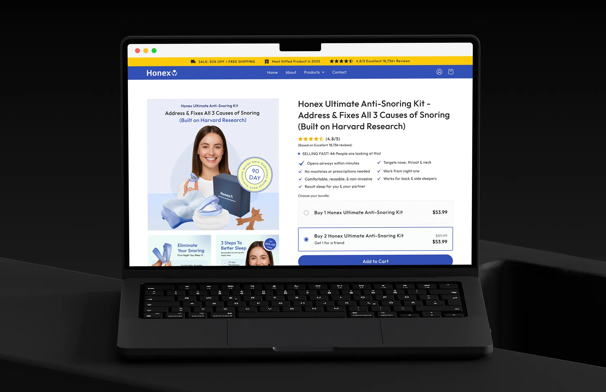 Laptop displaying Sugar Baby skincare website featuring products, a smiling woman holding soap, and another woman applying product to her underarm.