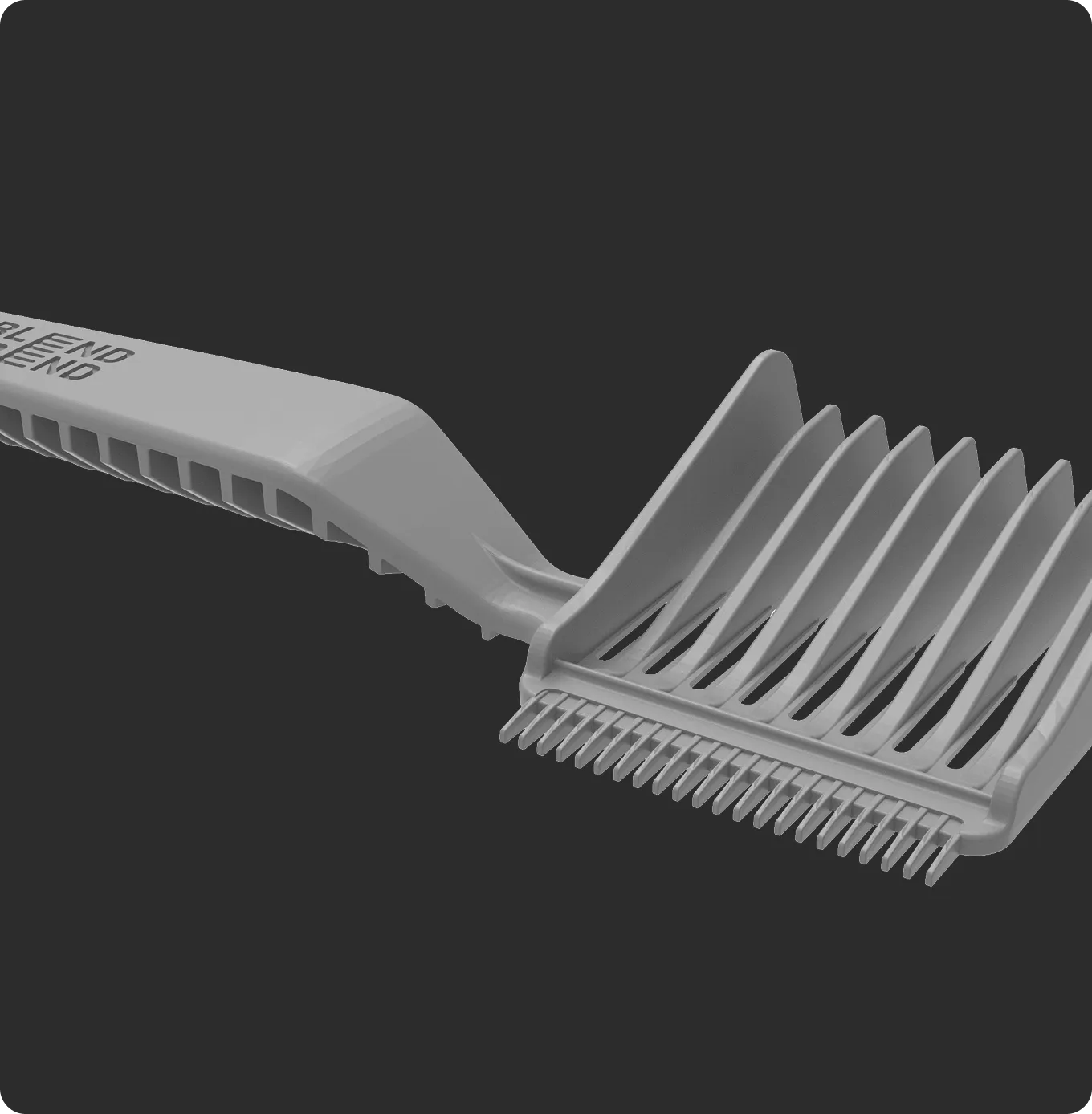 Gray plastic hair coloring tool with comb teeth and multiple wide slots for hair sectioning.