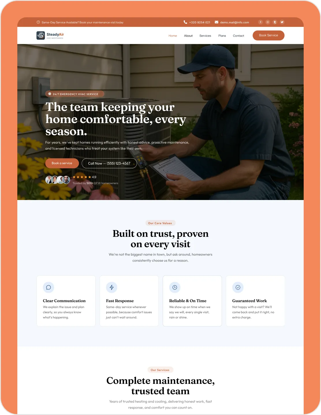 Voltline electrical repairs website designed and built by Developios