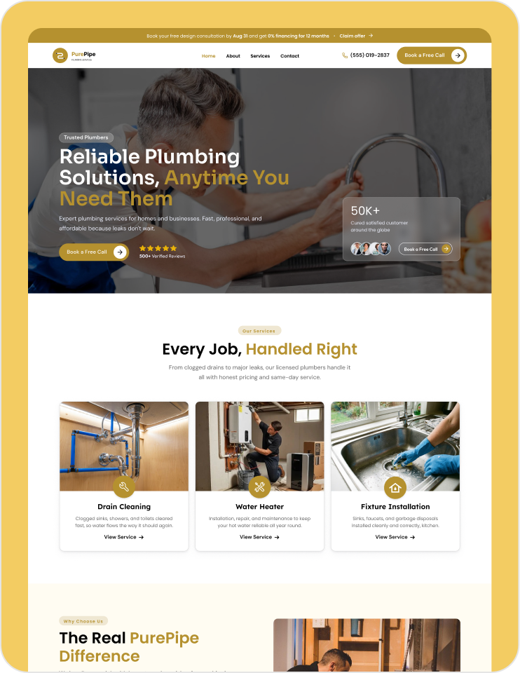 Voltline electrical repairs website designed and built by Developios