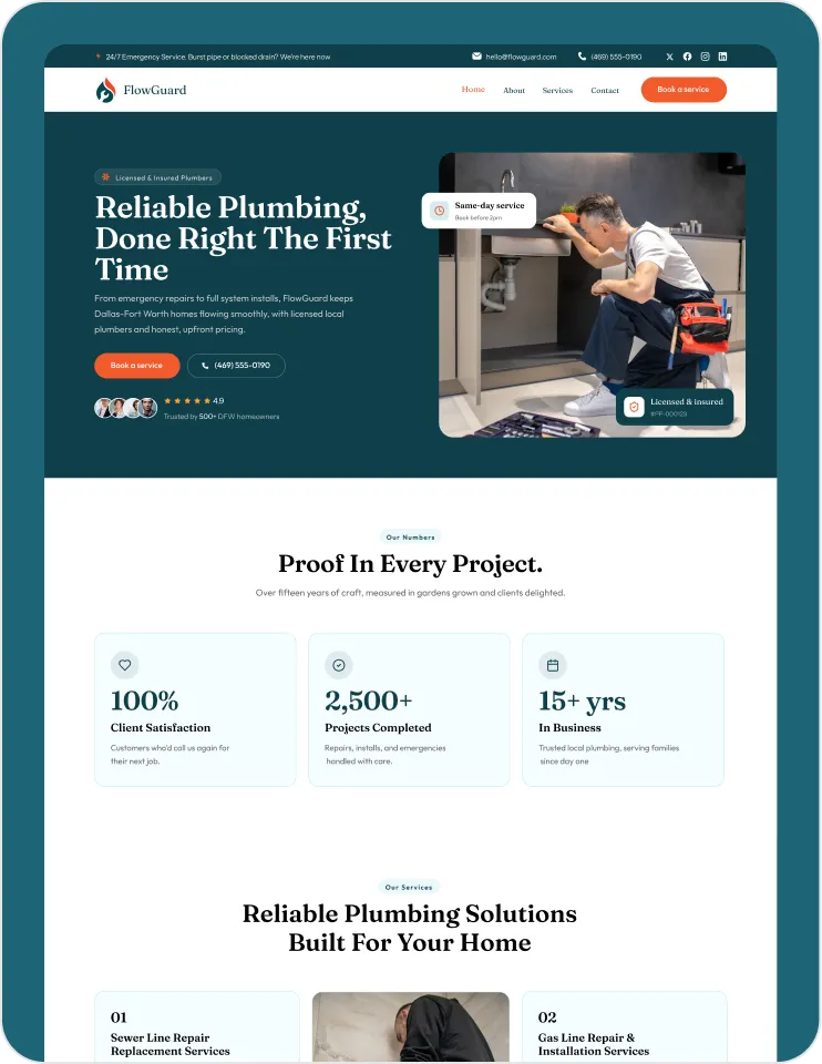 Voltline electrical repairs website designed and built by Developios
