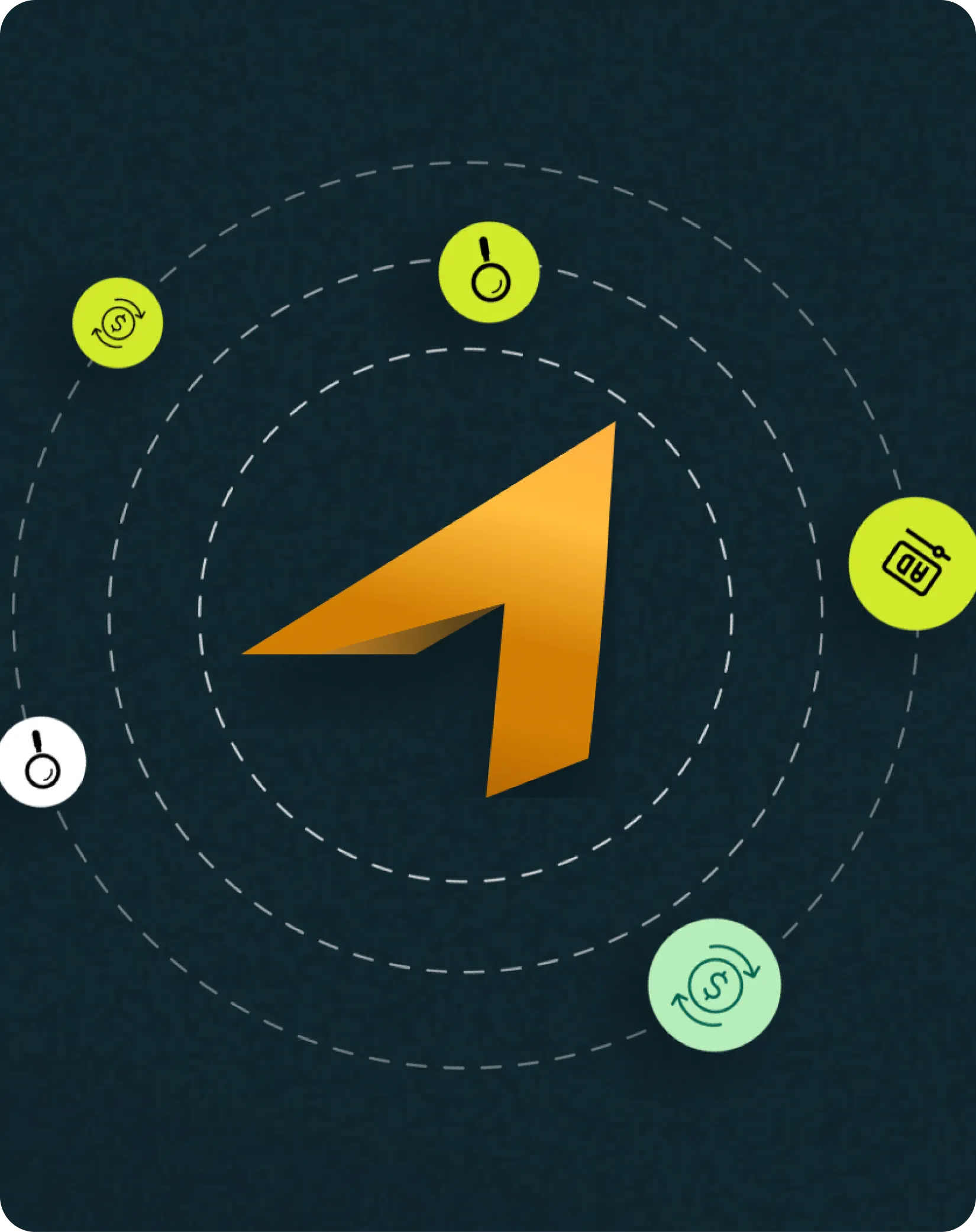 The PPC Legends orange arrow brand mark circled by Amazon advertising and revenue icons