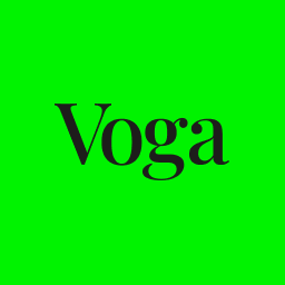 The word 'Voga' in black serif font on a bright green background.