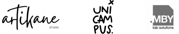 Three logos in a row: Artikane Studio, Uni Campus, and MBY Lab Solutions.