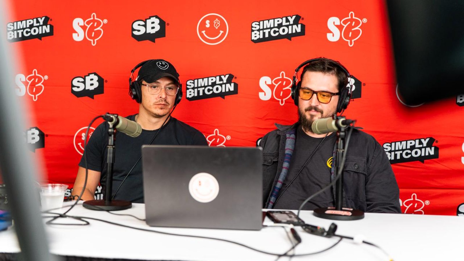 Simply Bitcoin live broadcast booth at Mining Disrupt