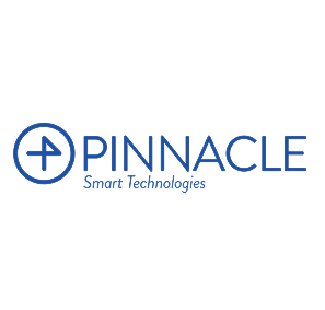 Pinnacle logo with blue text and a circle with a stylized 'P' inside, and the tagline Smart Technologies below.