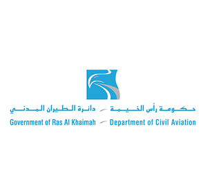 Logo of the Government of Ras Al Khaimah Department of Civil Aviation featuring a stylized bird in blue.