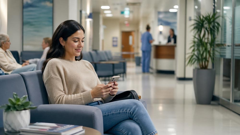 Patient experiencing a calmer emergency room visit after choosing based on wait time data