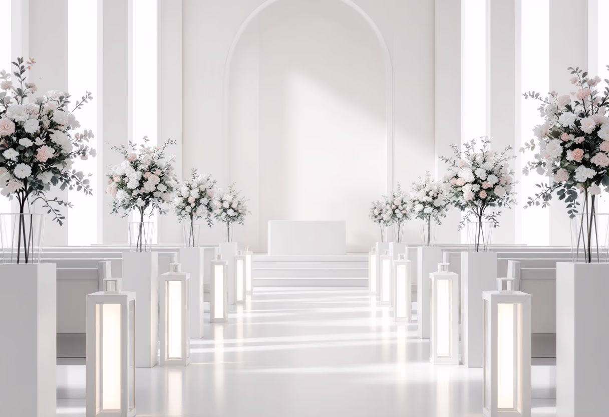 image of lighted church aisle