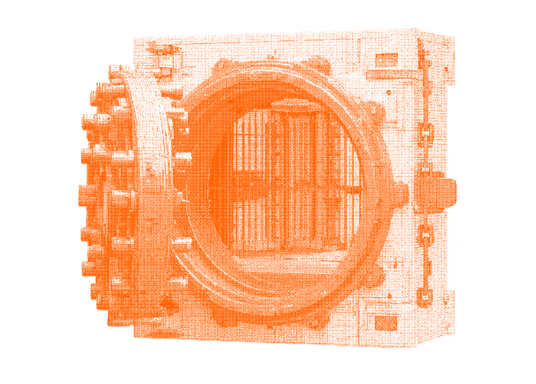 Secure vault door representing onchain treasury storage.
