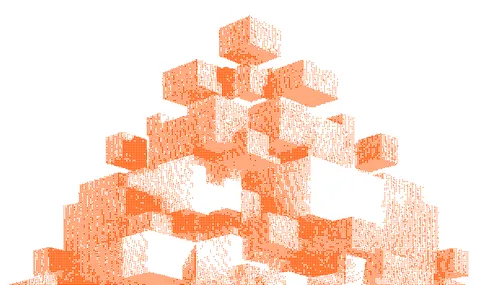 Stacked blockchain cubes representing scalable network infrastructure.