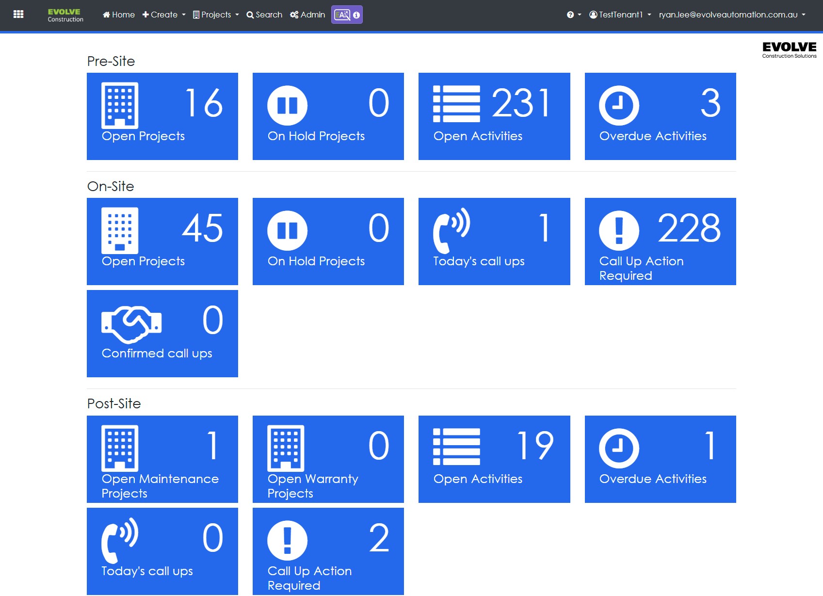 Construction software dashboard showing real-time reporting for builders