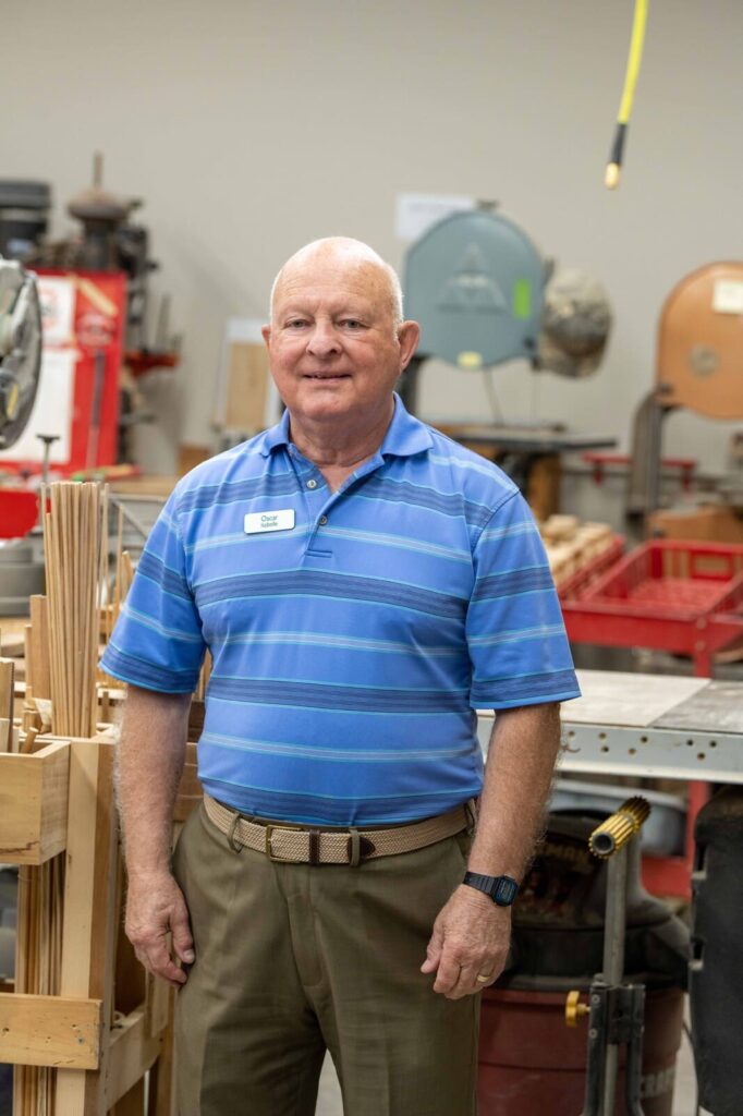 Oscar in the woodshop