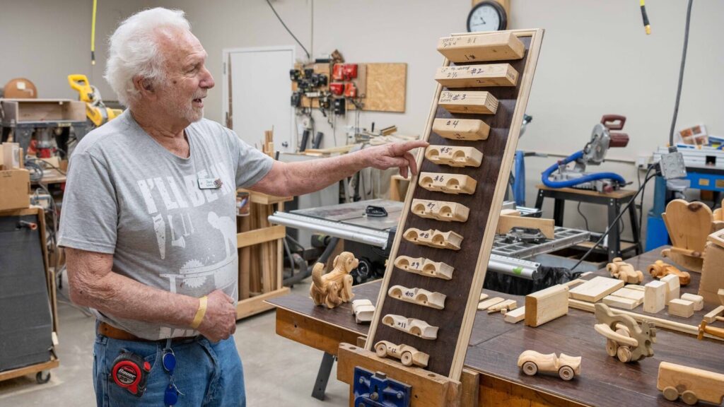 older man in woodshop, Photo credit by Stephanie Snow Photography at Venice City Lifestyle Magazine