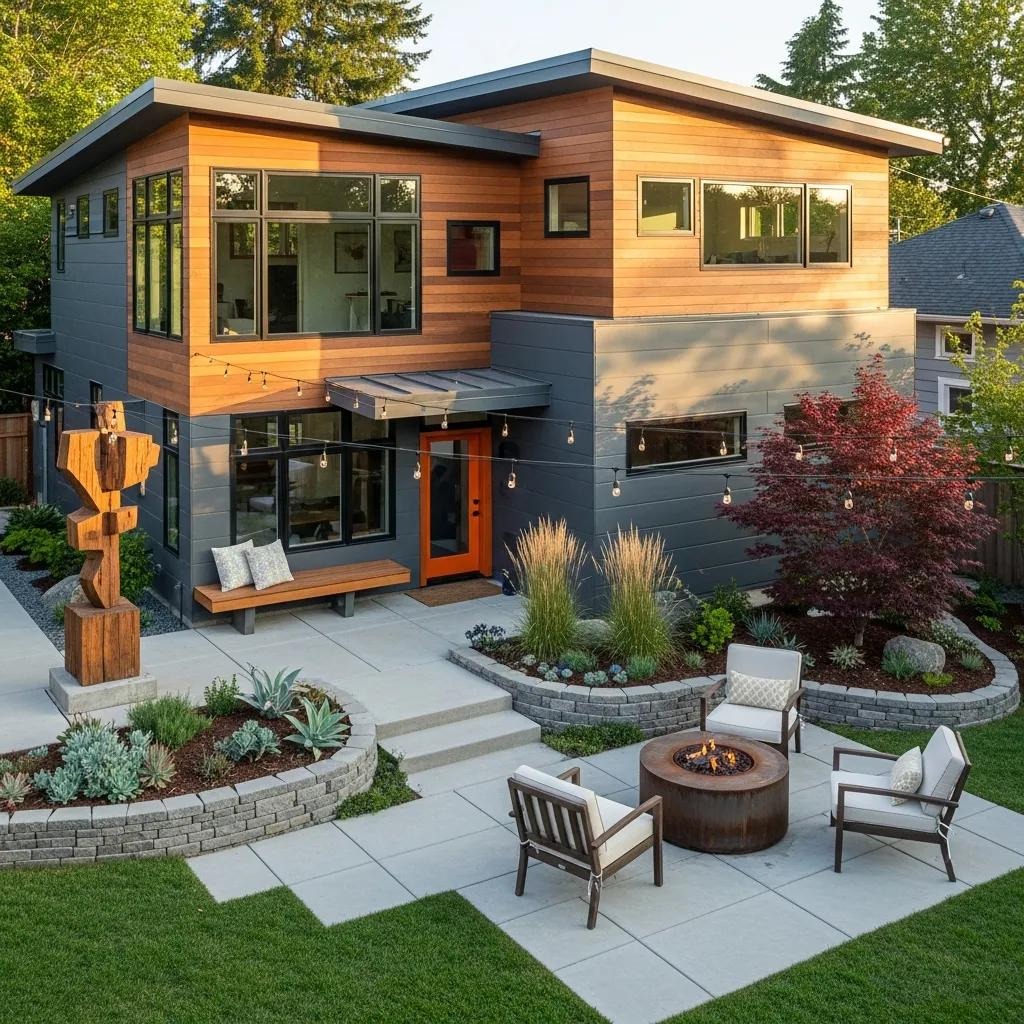 Custom-designed Accessory Dwelling Unit showcasing unique architectural features and landscaping