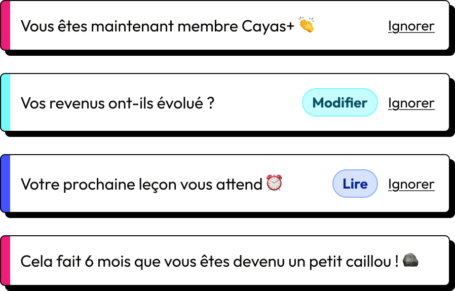 Notifications de cayas dans la capytainerie