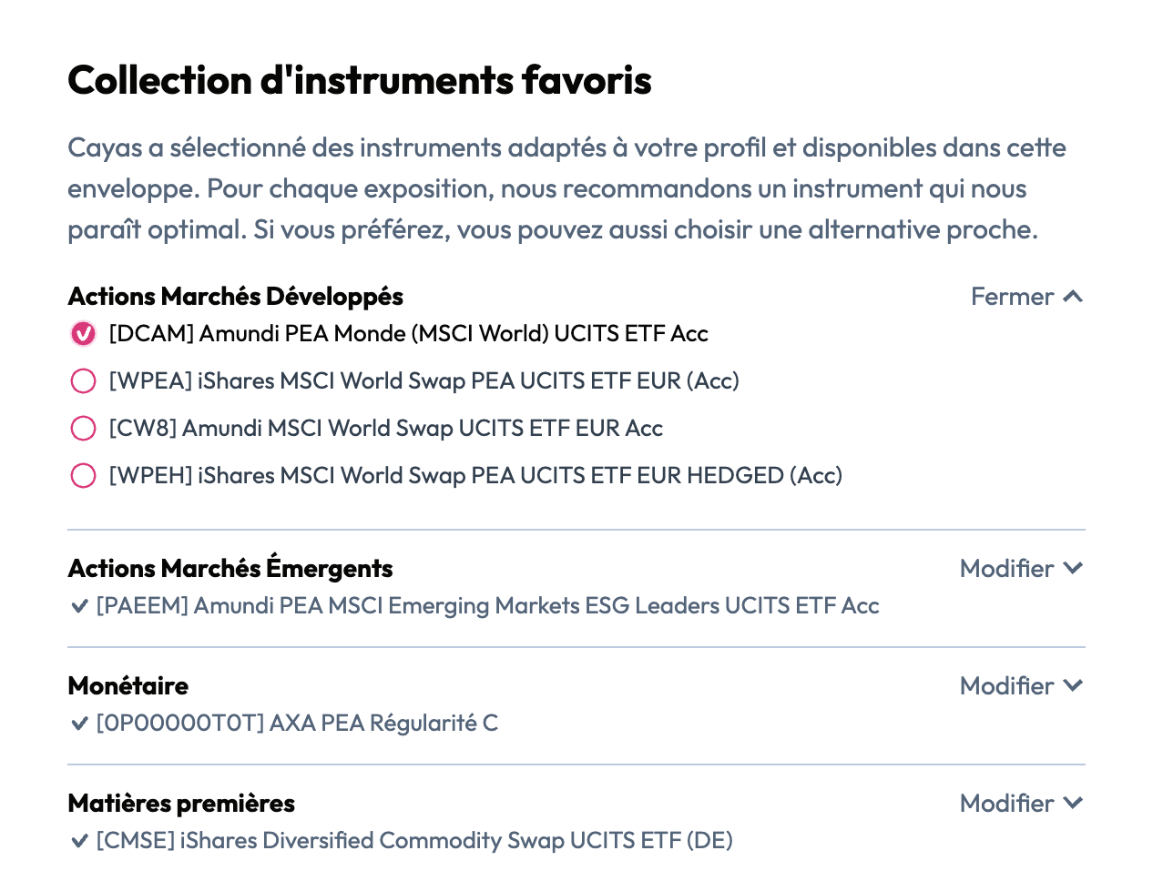 Capture de l'allocation optimisée