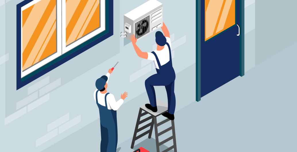 image of hvac technicians working on an ac system outside of the home