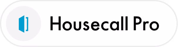 Housecall Pro logo with stylized blue house icon on left.